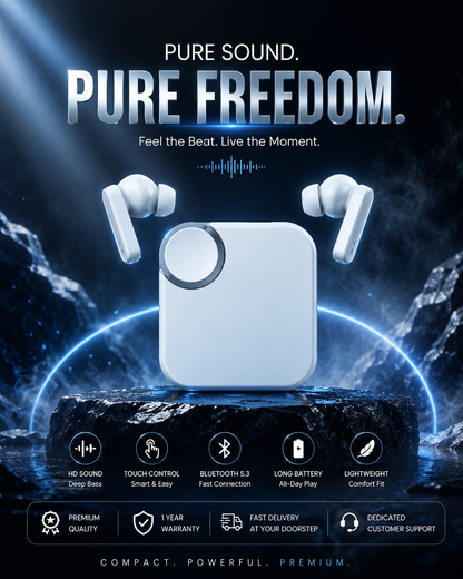Stylish & Prmium True Wireless Earbuds, Bluetooth 5.4, 45 Hour Playback, 10mm Drivers, Type-C Charging,